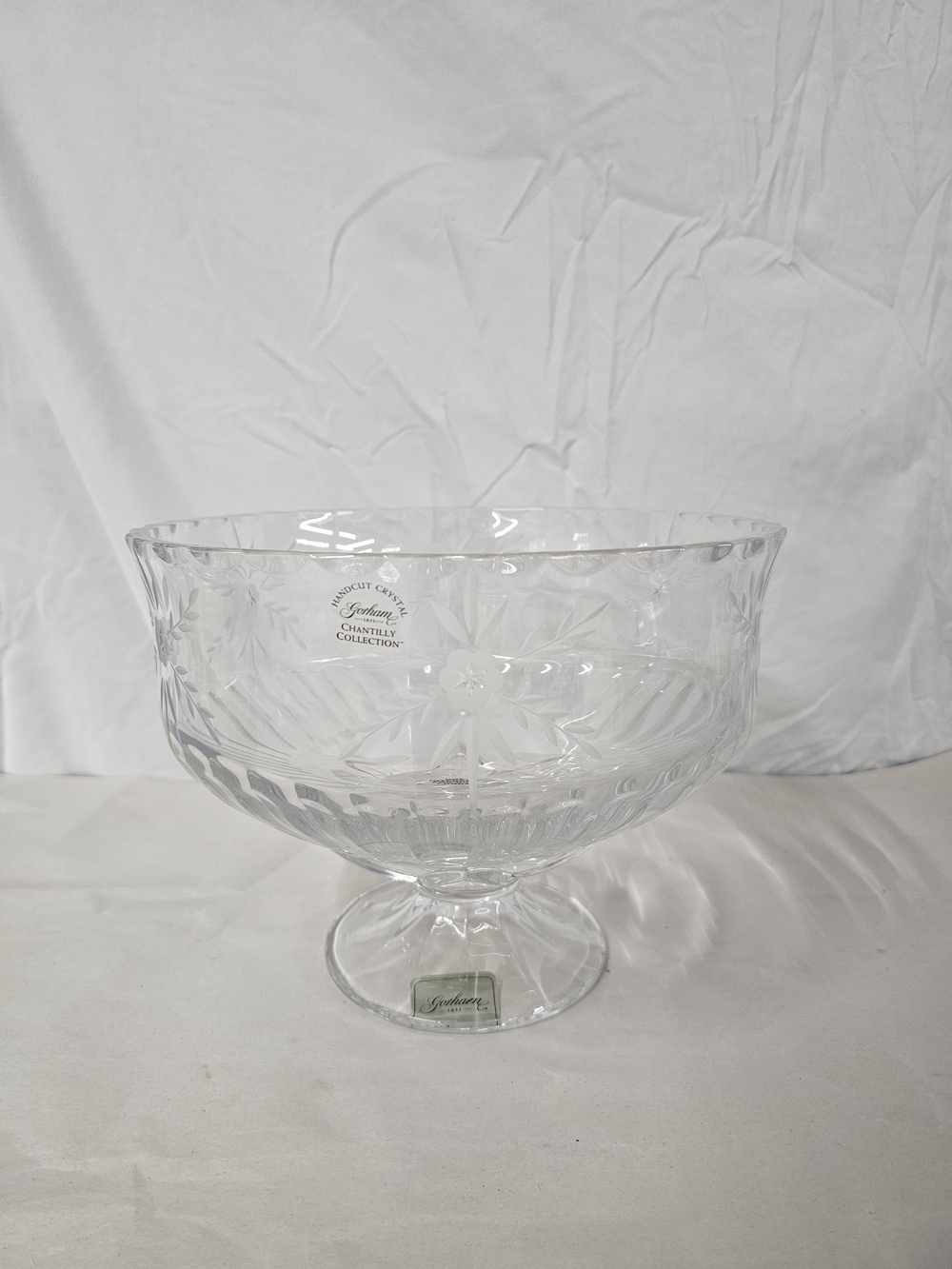 Gorham Chantilly Collection 10" Cut Crystal Pedestal Centerpiece Bowl - Like New